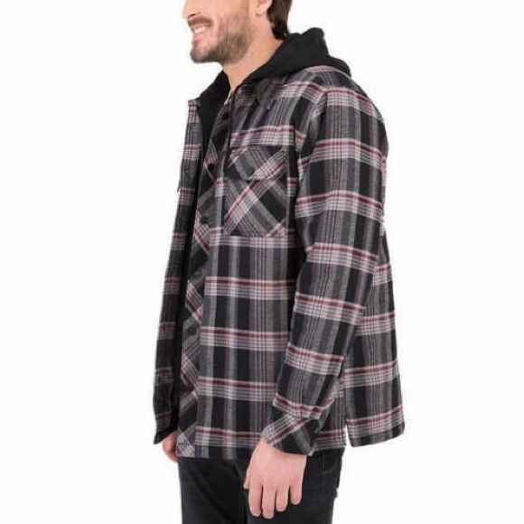 Boston Traders  - Quilted Lining Flannel Hoodie Shirt Jacket - Picture 5 of 5